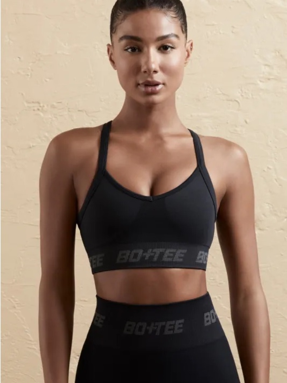 BO+TEE Black Seamless Sports Bralette with Supportive Band